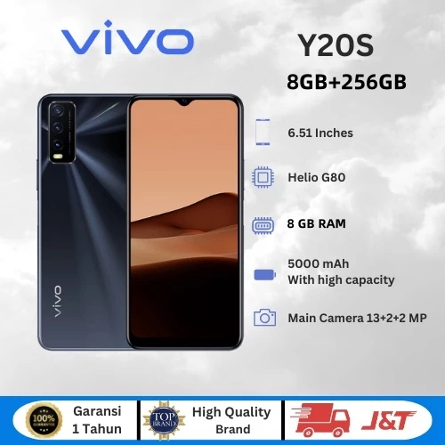 Vivo Y20s G HP Murah Cuci Gudang 6.5 Inch Layar Full RAM 8GB ROM 256GB 13MP HD Kamera Android