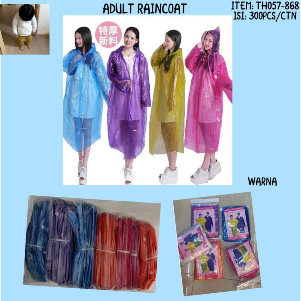 Jas Hujan Plastik Transparan Tipis /Jas Hujan Murah /Jas Hujan Bahan Plastik