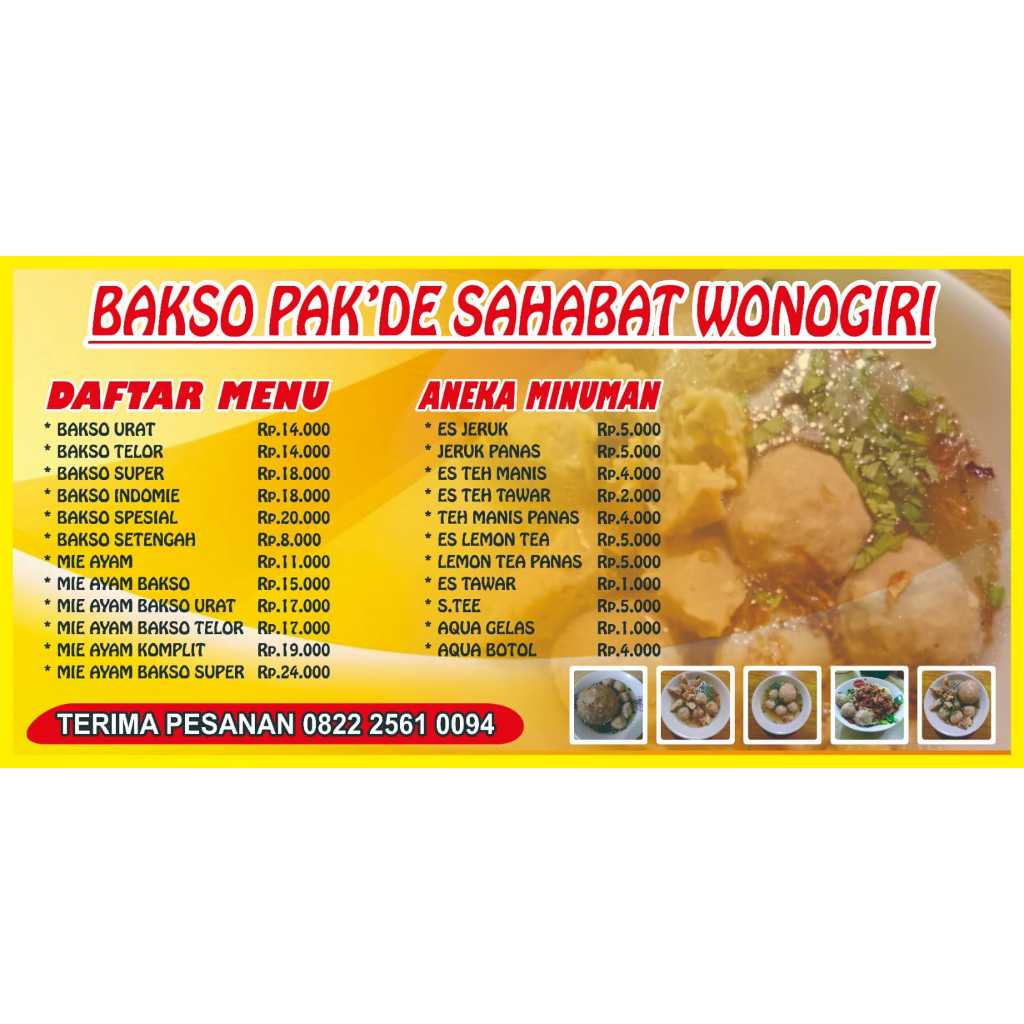 cetak spanduk/ banner mie ayam, bakso free design custom