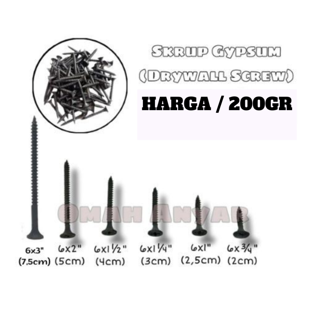 200 GRAM Skrup Sekrup Gipsum Gypsum Drywall Screw Erdos BUKAN TAPING ISP ISJ SIP CHW ecer Premium
