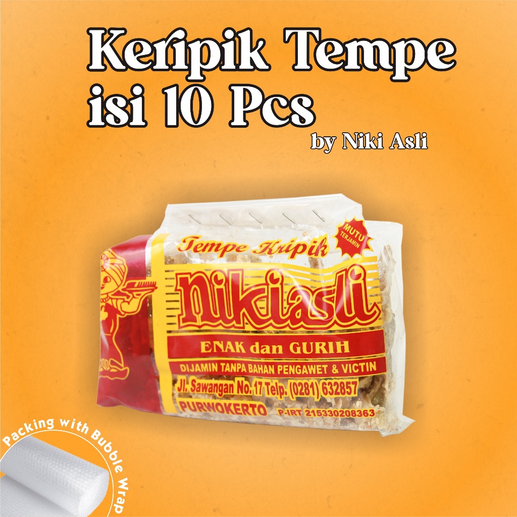 

Snack Keripik Tempe isi 10 Pcs SEHAT TANPA MICIN / VETSIN asli Banyumas Purwokerto