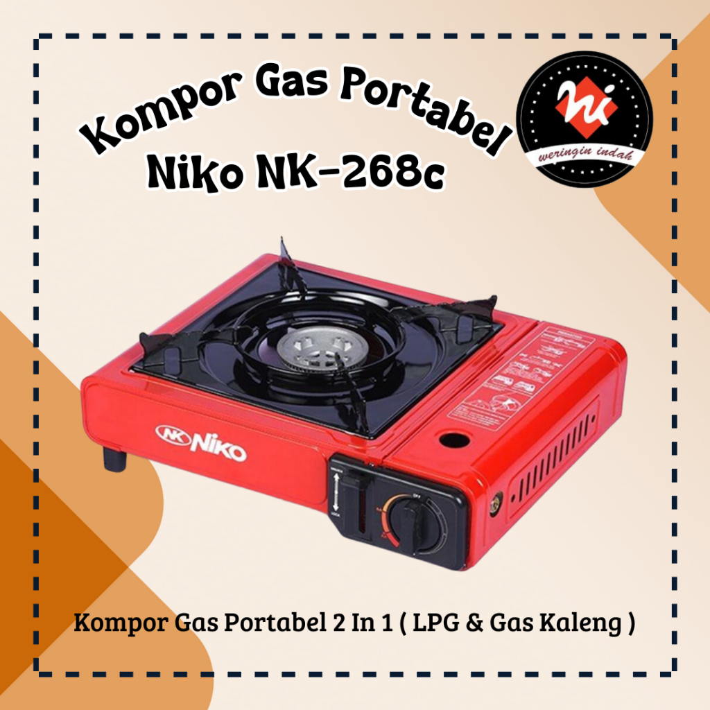 Weringin Indah - Kompor Gas Portabel Niko NK-268, Kompor BBQ, Kompor Grill, Kompor Portabel Camping,