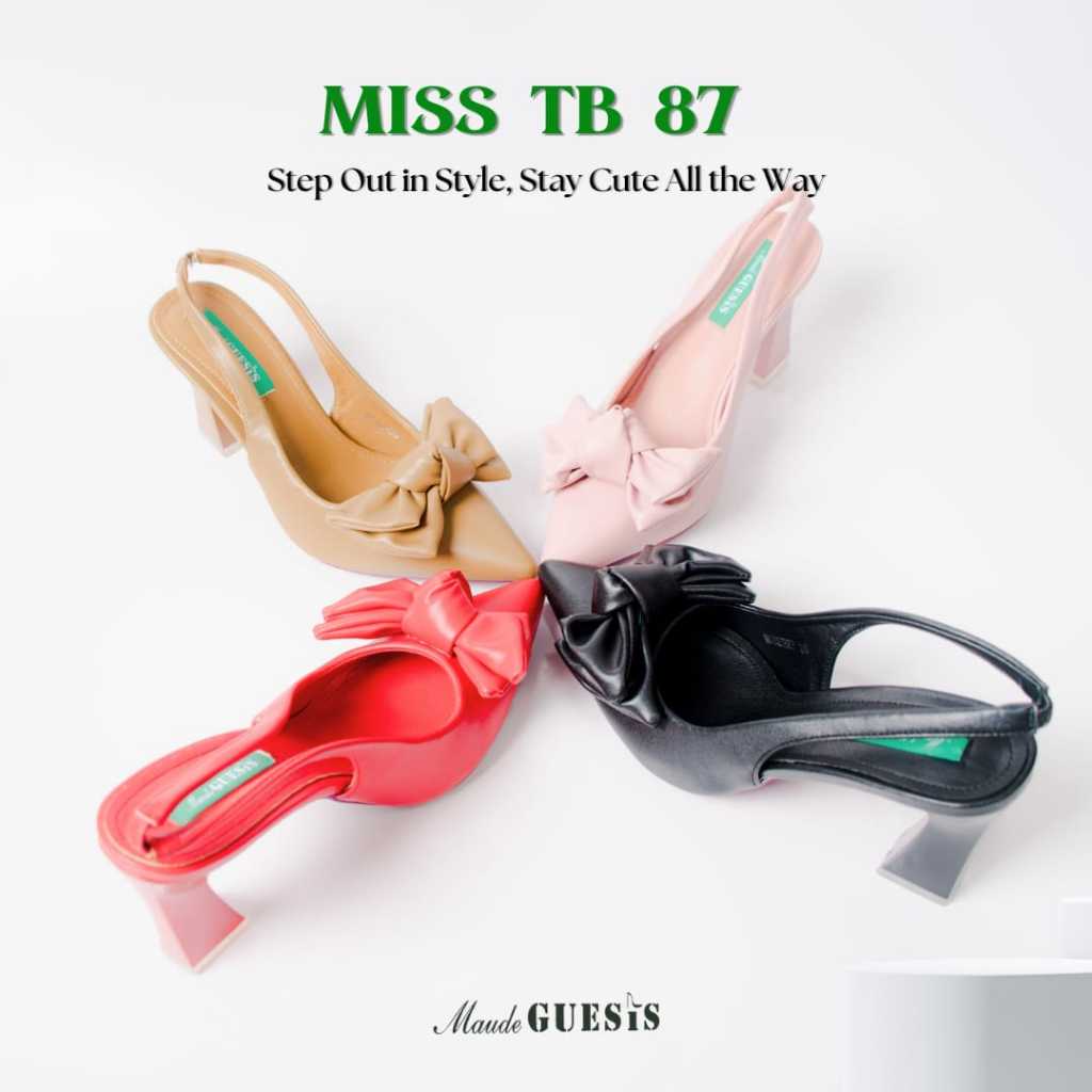 Misstb87 bahan dove hells tapak tahu 7cm, model pita tali belakang