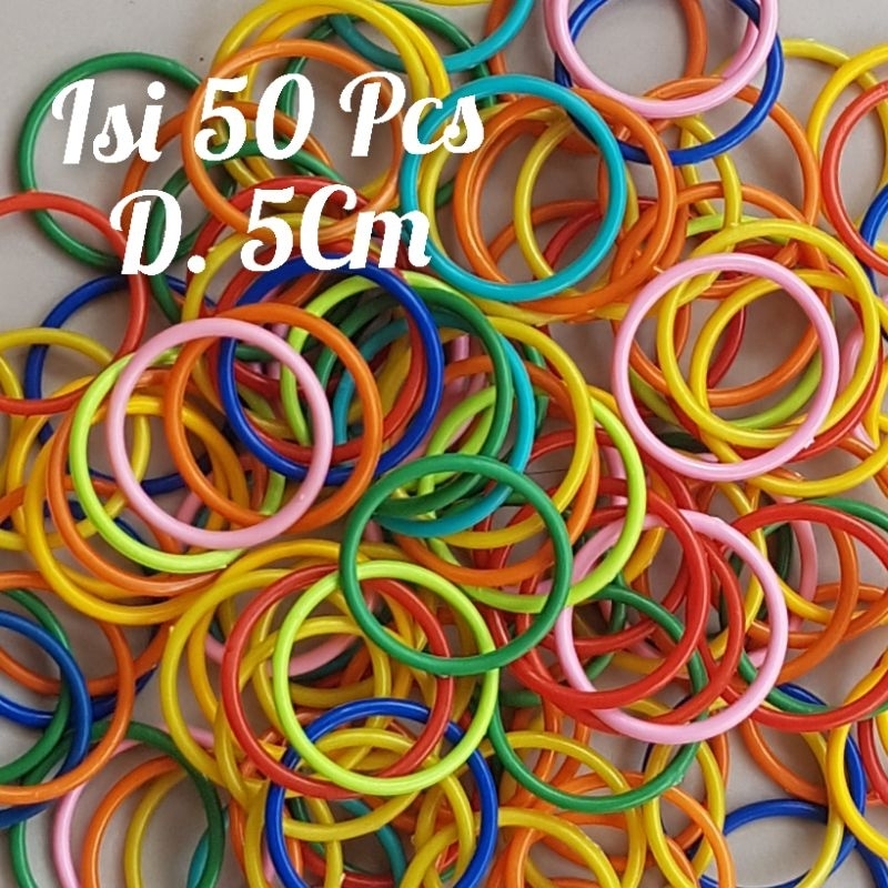 Mainan Gelang Plastik, Gelang Tangan, Lempar Gelang,Gelang Warna, Gelang Plastik Murah