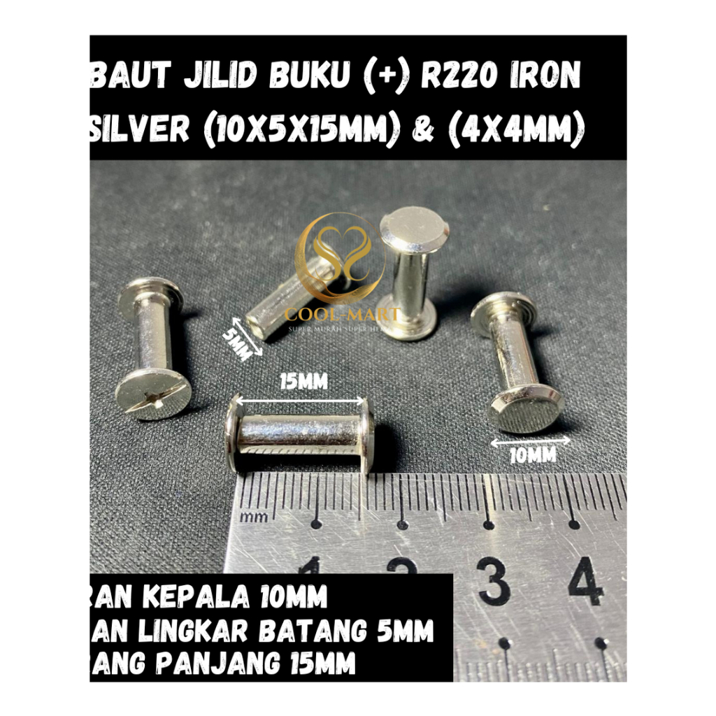 BAUT JILID BUKU (+) R220 IRON SILVER (10X5X15MM) & (4X4MM)