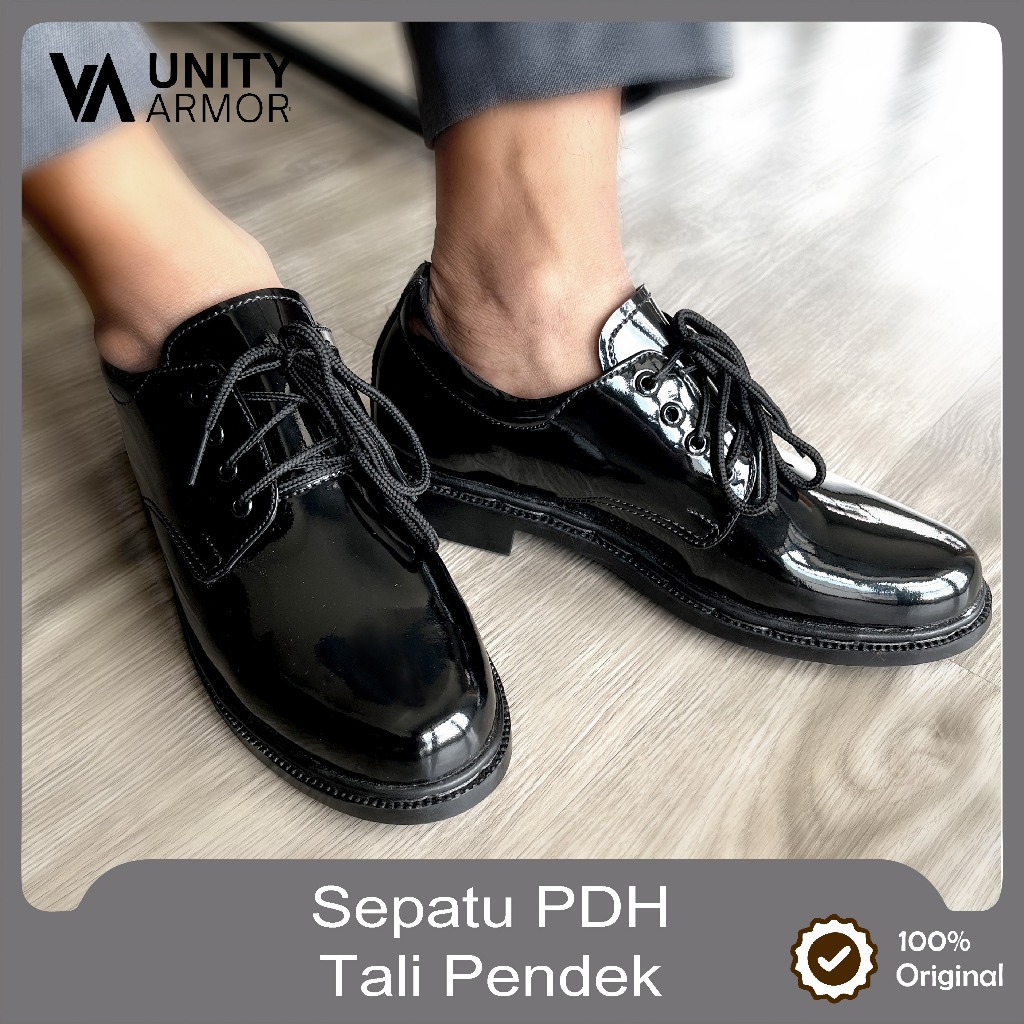 Sepatu PDH Pendek Tali TNI Mengkilap Pria. Sepatu Pantofel Pendek Tali Pria. Sepatu PDH Satpam tali 