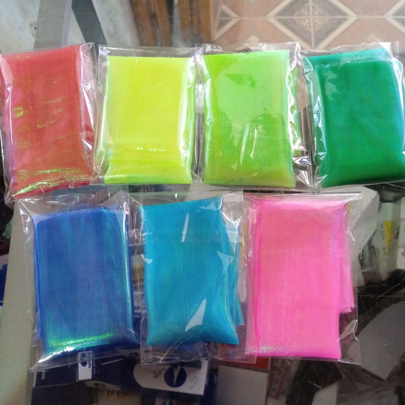 kain organdi pelangi - kain umpan cumi - kain kontrekan  bulu mutiara