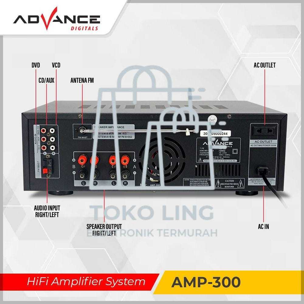 ADVANCE AMP-300 High Fidelity Amplifier Sound System Ampli Karaoke Equalizer Bluetooth Stereo - Gara