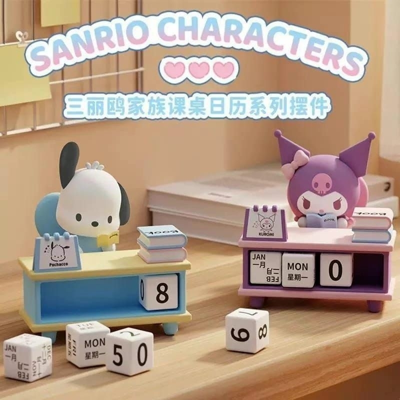 

Kalender pajangan Sanrio Kuromi dan Pochacco super cute - Ornamen seri kalender meja - keluarga office desktop ornaments