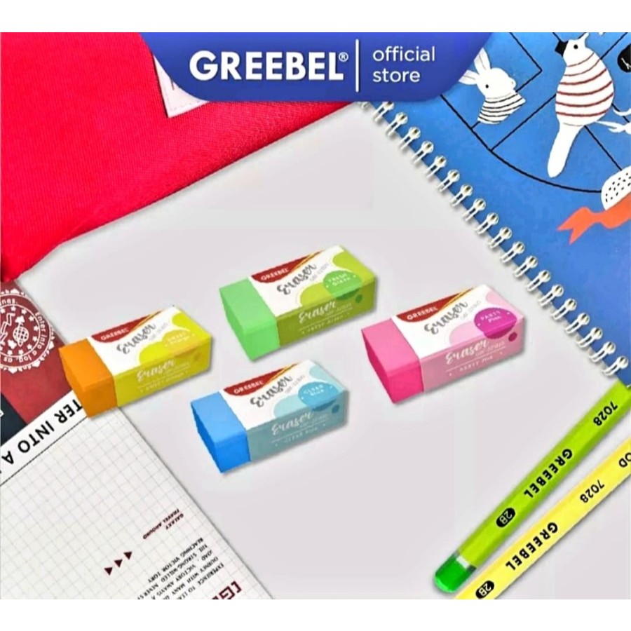 

3 PCS PENGHAPUS PENSIL GREEBEL ERASER GBF-221820L WARNA PINK ORANGE HIJAU BIRU TERMURAH
