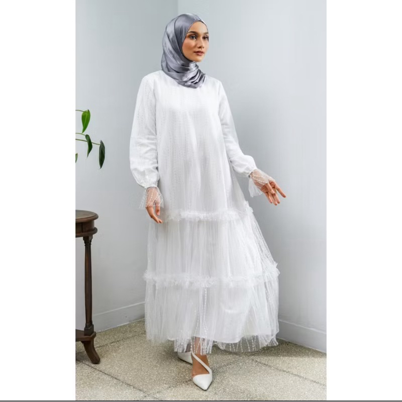 NEW HIJUP ESSENTIALS - Anasera Dress White / Gamis