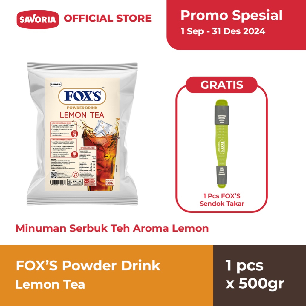 

FOX'S Lemon Tea Powder Drink 1 Pcs x 500g Free Sendok Takar