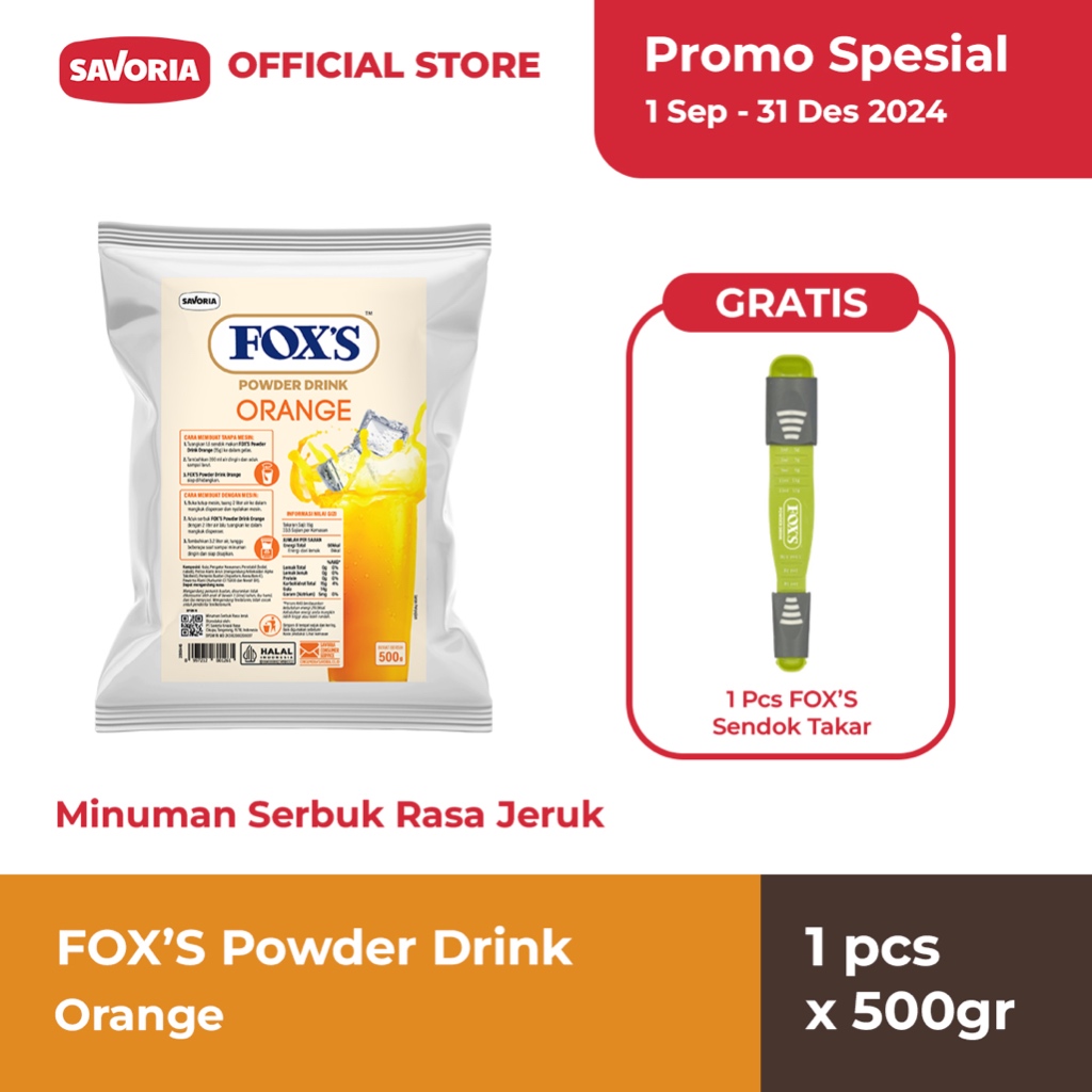 

FOX'S Orange Powder Drink 1 Pcs x 500g Free Sendok Takar
