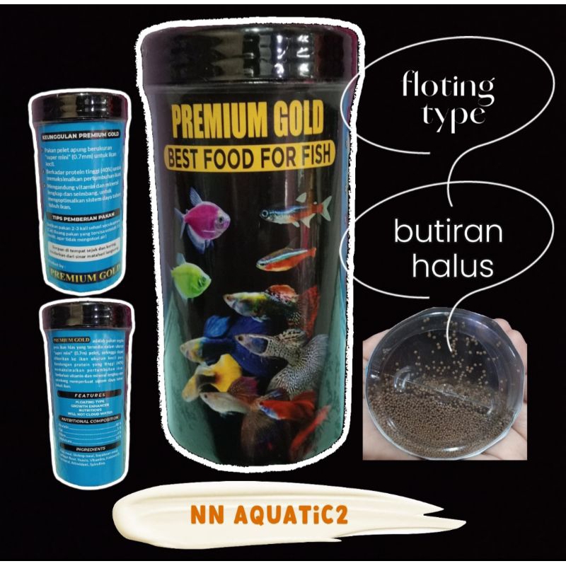 pelet glowfis premiumgold/pakan ikan kecil pakan ikan aquascape