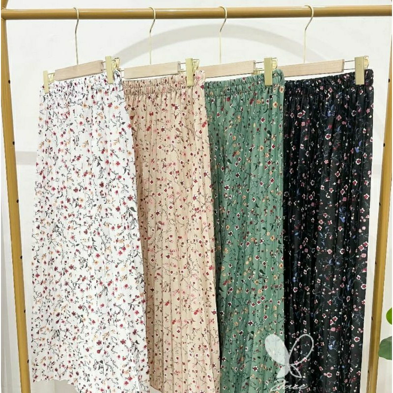 Rok plisket bunga skirt motif korean style rok plisket bunga jumbo