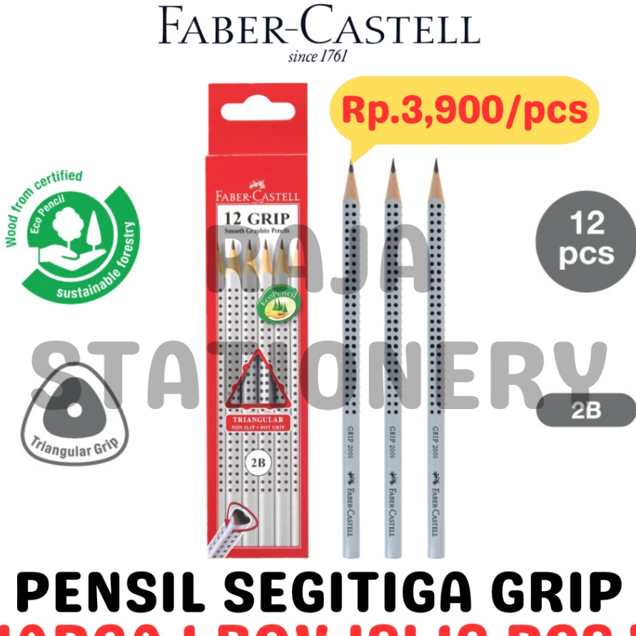 

FLASH FABER CASTELL TRIANGULAR PENCIL 2B PENSIL KAYU FABER SEGITIGA GRIP 21 12PCS