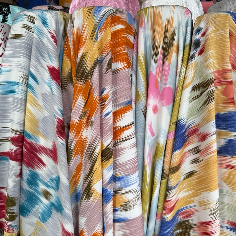 Kain Satin Silky Motif Kain Motif Cantik ( Harga Per 0.5 Meter )