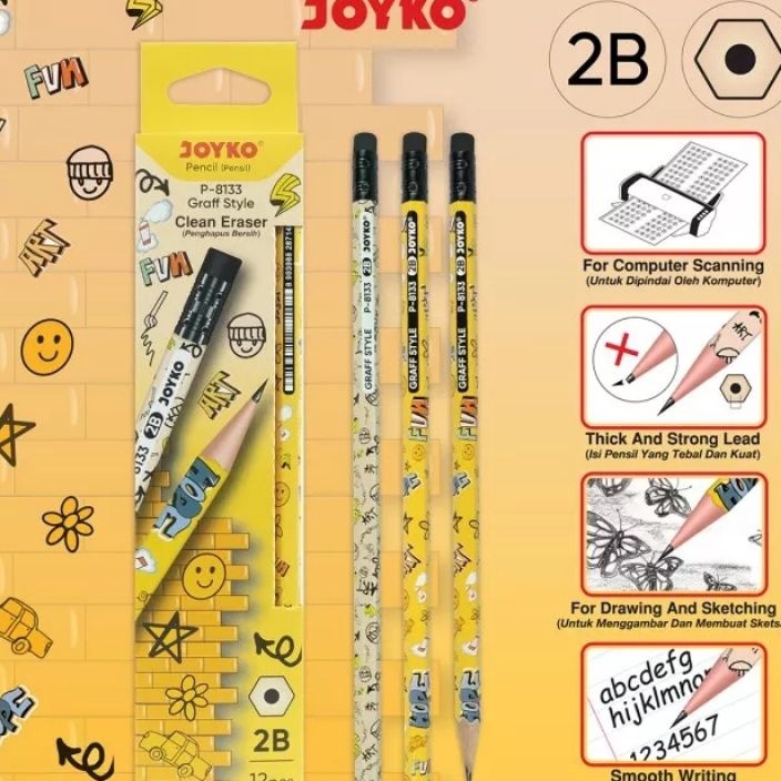 

LARIS ABIEZZ PERLUSIN Pencil Pensil P8133 2B 1 Box 12 Pcs Graff Style