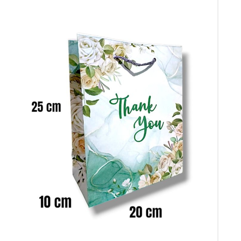 

Paper Bag murah Lusinan / Tas kertas Polos Motif Rustic Aesthetic Thank You / Terimakasih soevenir wedding ukuran P20xL10xT25