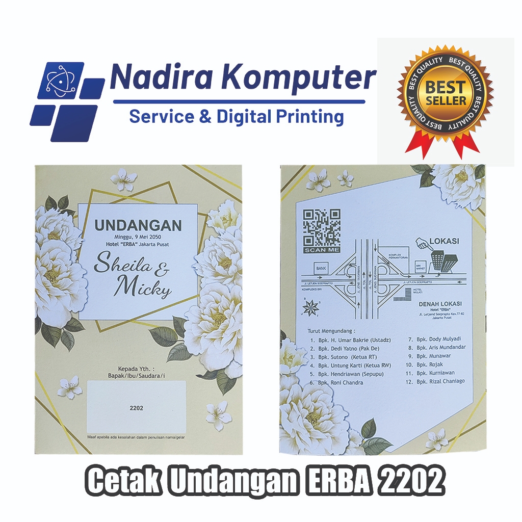 Undangan Pernikahan Tunangan Khitanan dll - ERBA 2202 // 50 pcs Undangan Erba 2202