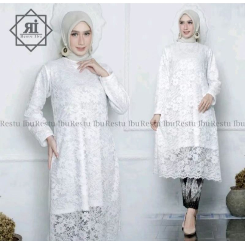 ATASAN KEBAYA TUNIK BROKAT TEBAL JUMBO BIGG SIZE / ATASAN KEBAYA WANITA DEWASA / KEBAYA BROKAT MODER