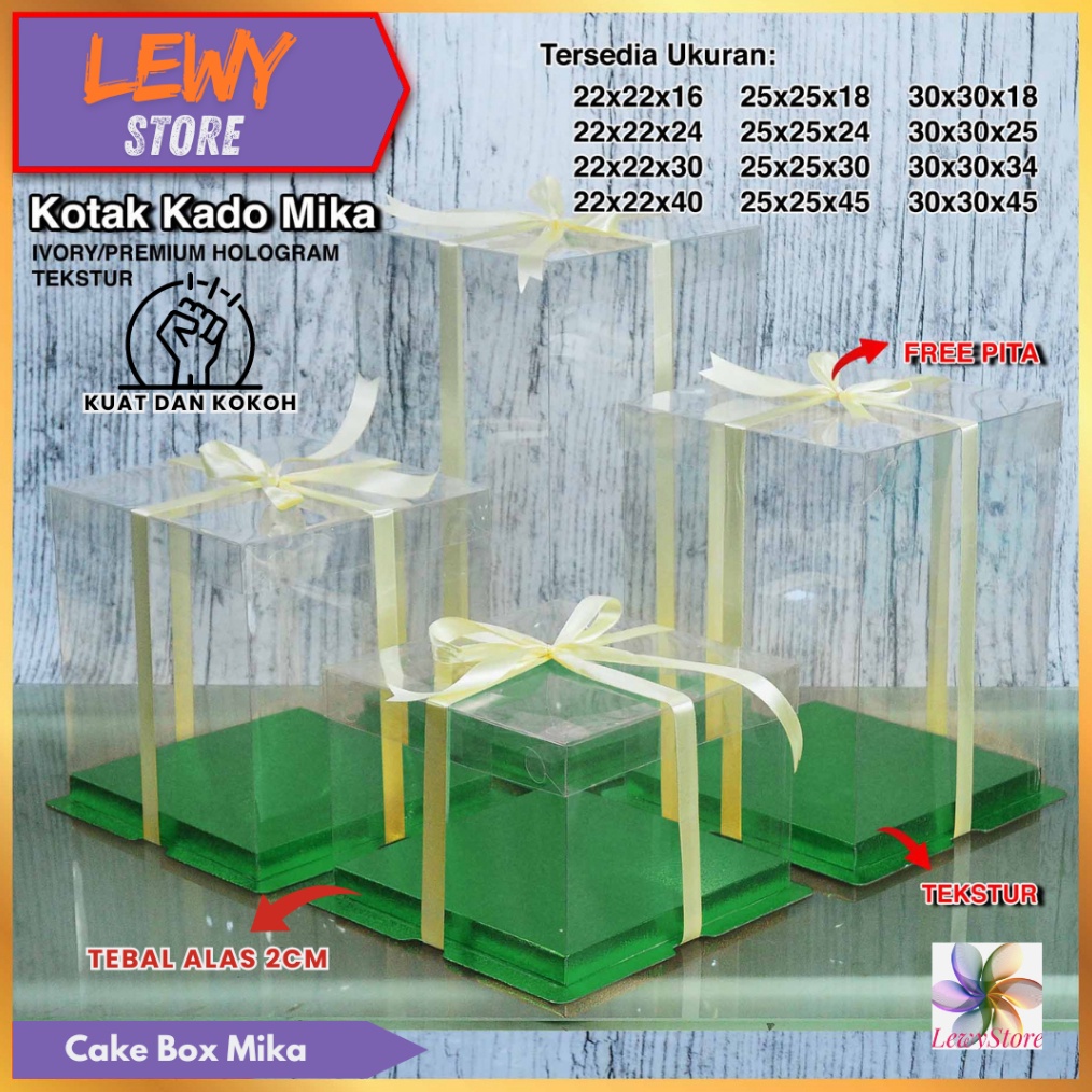 

Cake Box Mika Dus Kue Kotak Kue 3x3 cm Tutup Transparant PET