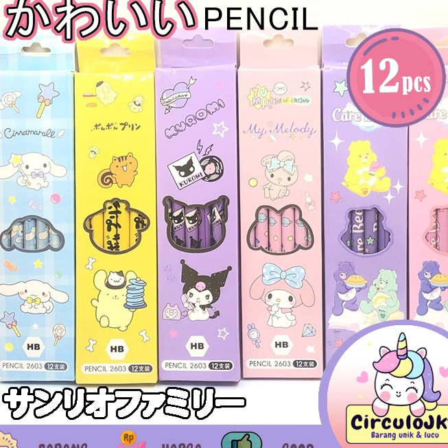 

UNGGUL PENSIL SERUT SANRIO HB 1BOX ISI 12 PCSALAT TULIS SEKOLAH SET BERKARAKTER LUCU