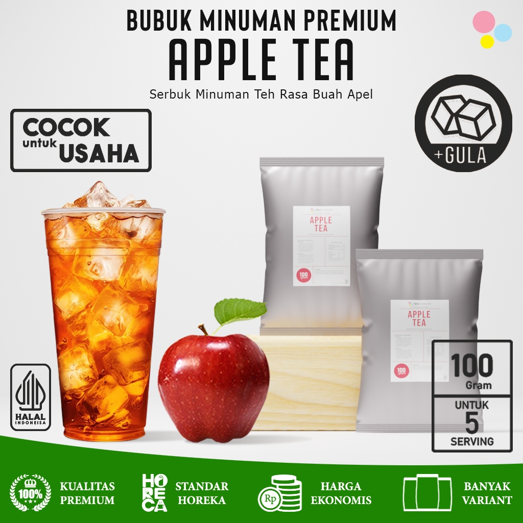 

Bubuk Minuman Rasa Apple Tea Powder Teh Apel Serbuk Minuman Rasa Kekinian Premium 100 Gram