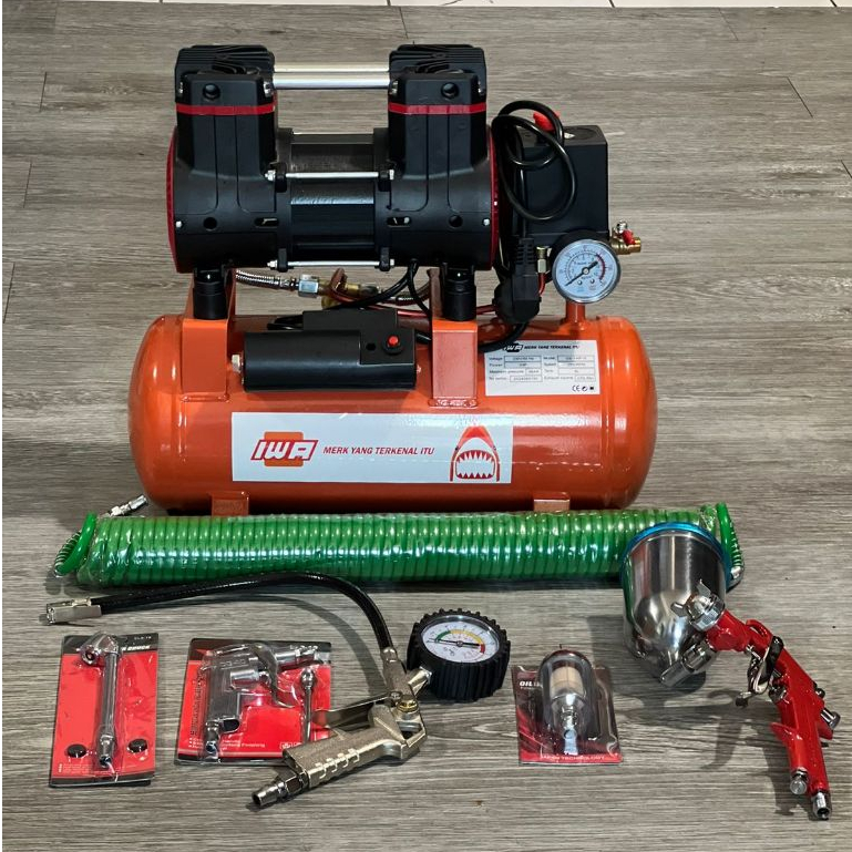 READY MASEHH PAKET LENGKAP MURAH (6 ITEM) KOMPRESOR /SELANG KOMPRESOR/ SPRAY GUN Mesin Kompresor Lis