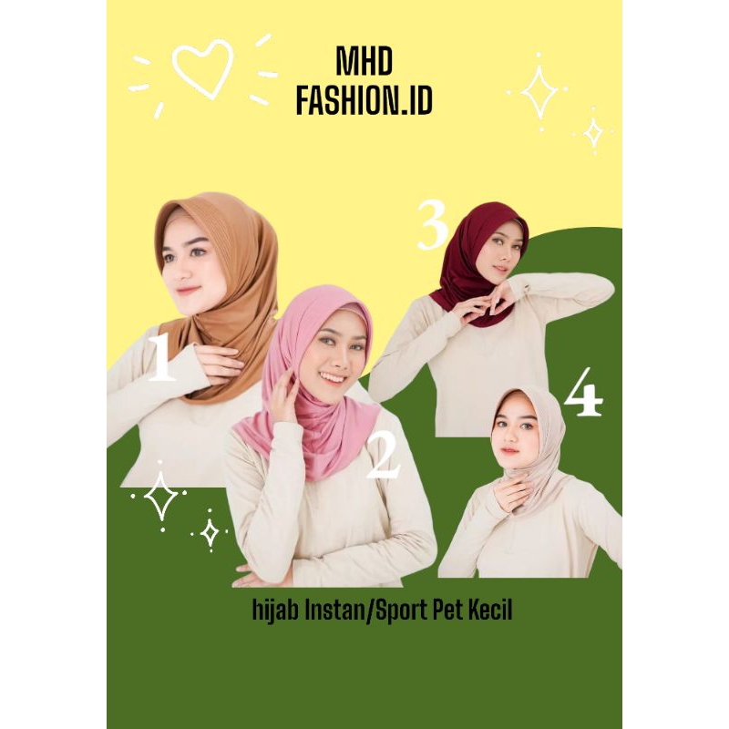 Mhd- Bergo Instan Pet Kecil/Hijab Sport  Bahan Spandek Winer Premium Korea
