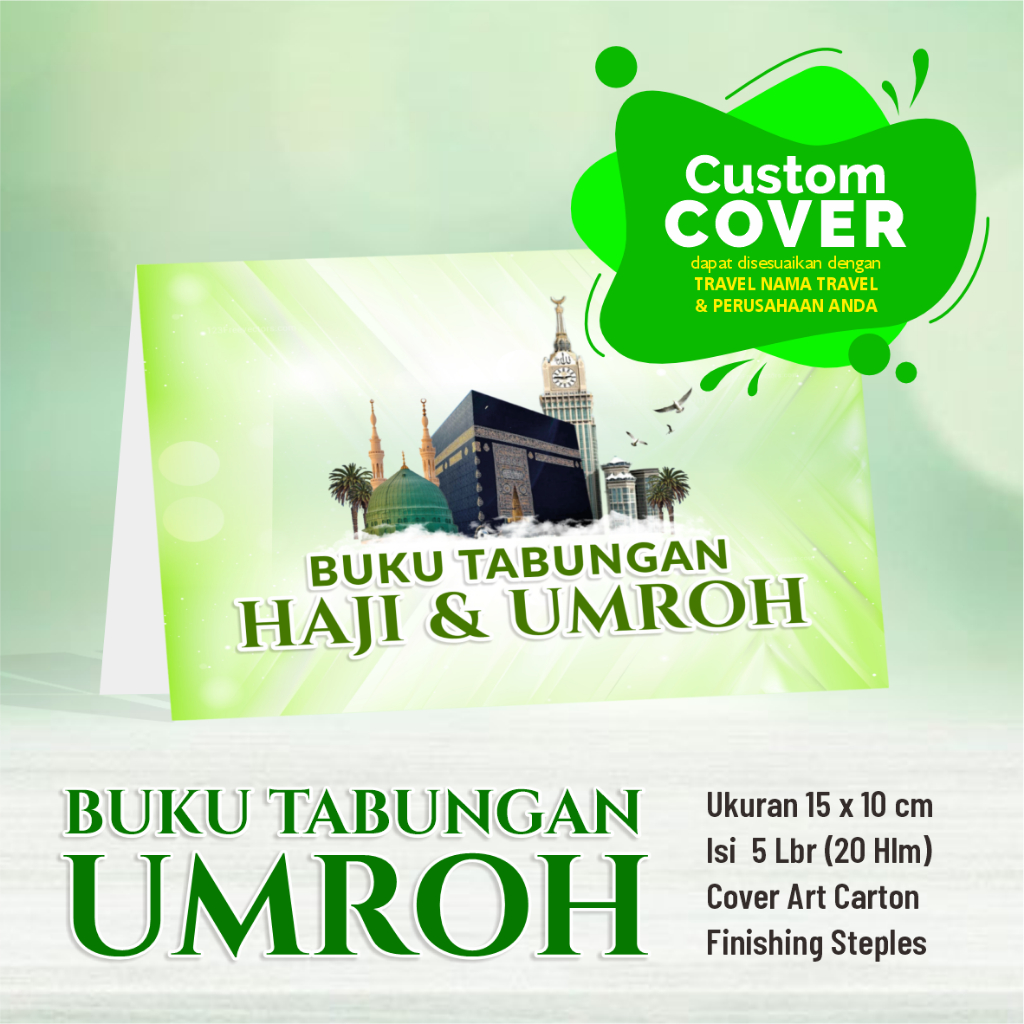 

BUKU TABUNGAN UMROH - CUSTOM COVER - ISI 5 LEMBAR - COVER GLOSSY / ART CARTON