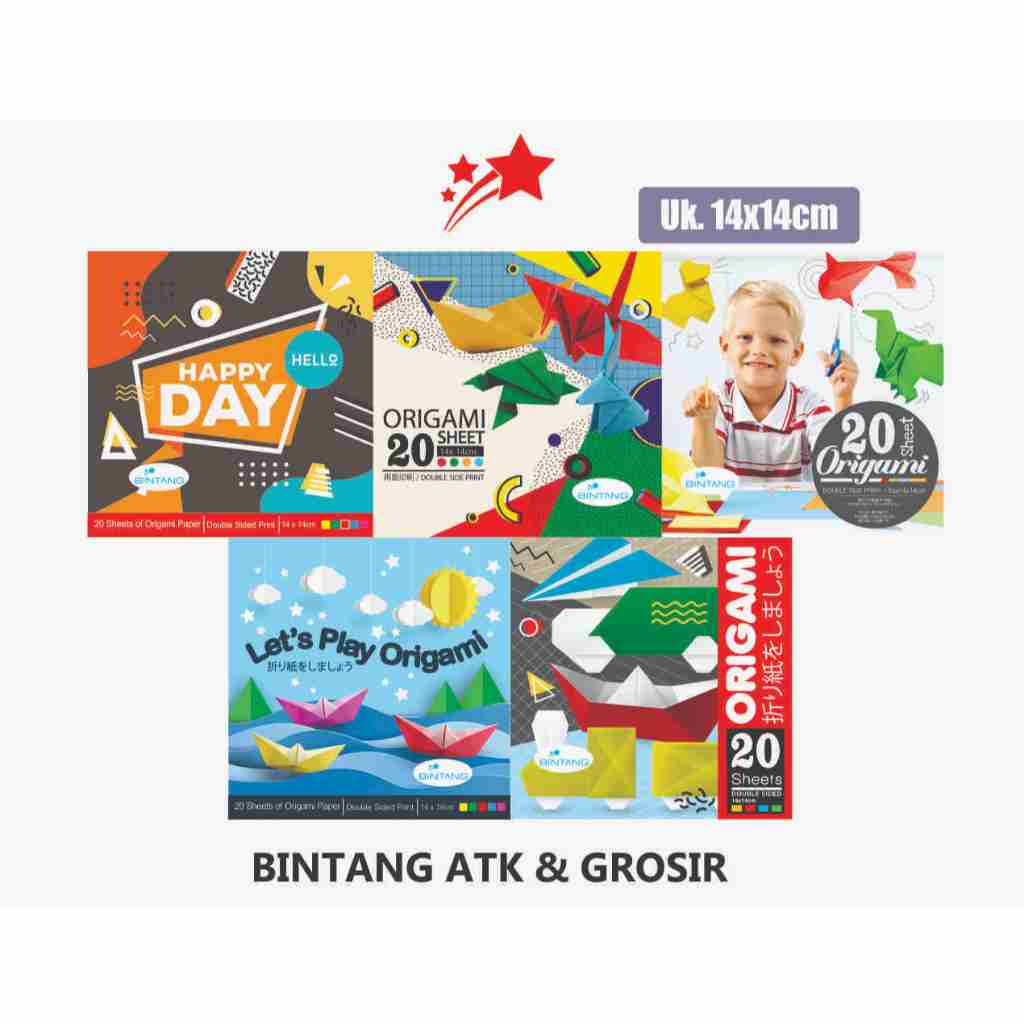 

BINTANG Kertas Lipat Origami 5 Warna 2 Sisi Isi 20 Lembar