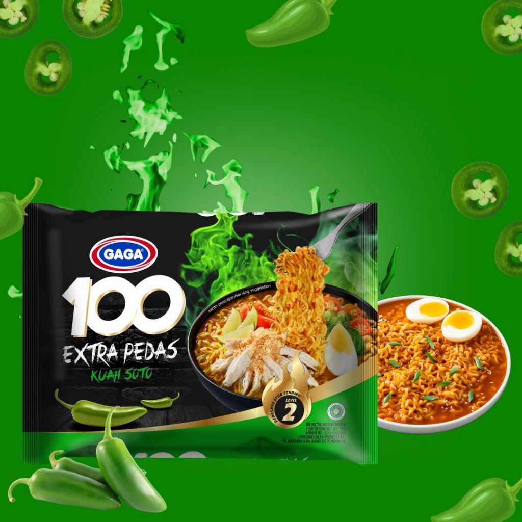 

Mie Gaga 100 Ekstra Pedas Kuah Rasa Soto 75gr @karton (40pcs)