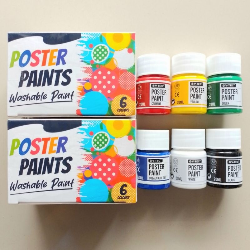 

Mi Cat Poster Paints V-TEC 20ml 6 Warna Botol ( Set ) [ Original ]