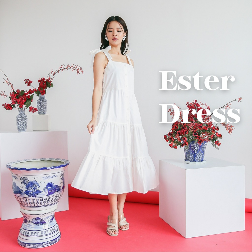 VELOVE - Ester Dress Katun Jepang Musim Panas - Lans Fashion