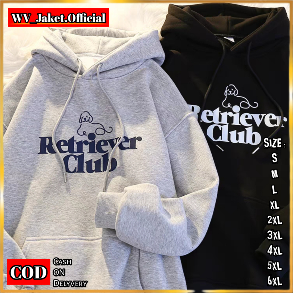 WareVisible Jacket Hoodie Pullover RETRIEVER CLUB Oversize Korean Style Unisex Premium Jaket FLEECE