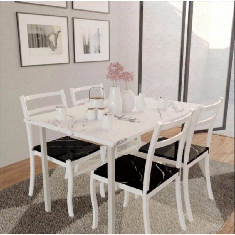 Meja Makan Minimalis Dtm Marble + 4 Km Olympic Promo Murah