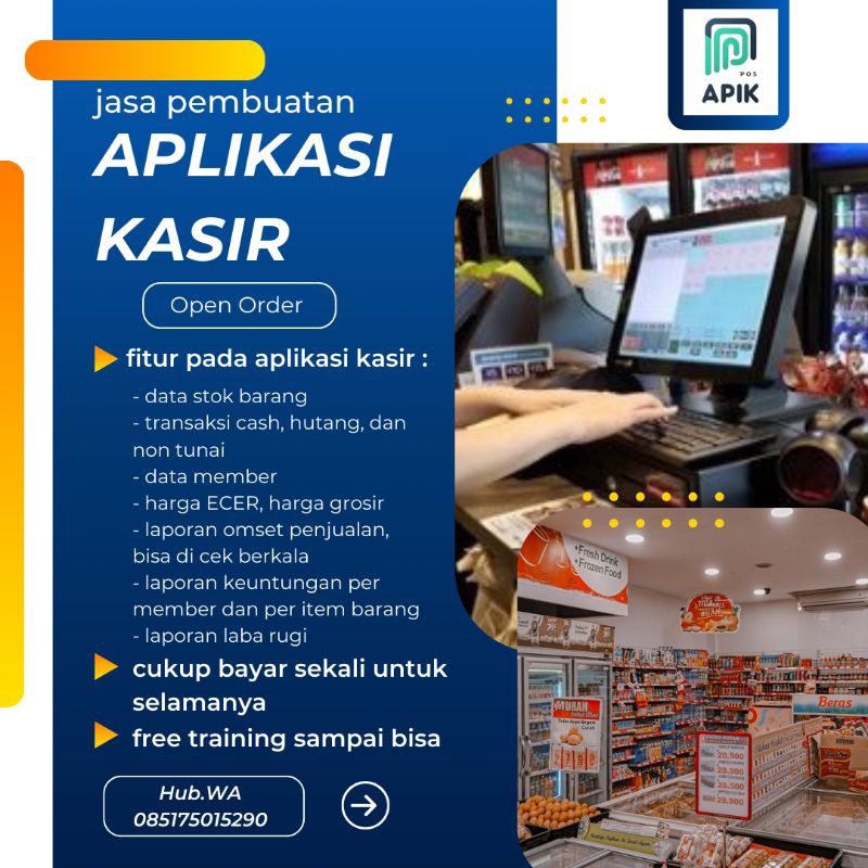 APLIKASI KASIR TERLARIS toko grosir minimarket apotek bengkel berbasis desktop pc offline mudah