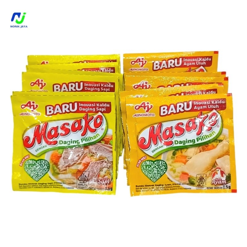 

Masako Bumbu Kaldu Ayam/Kaldu Daging Sapi Renteng Isi 12 Pcs