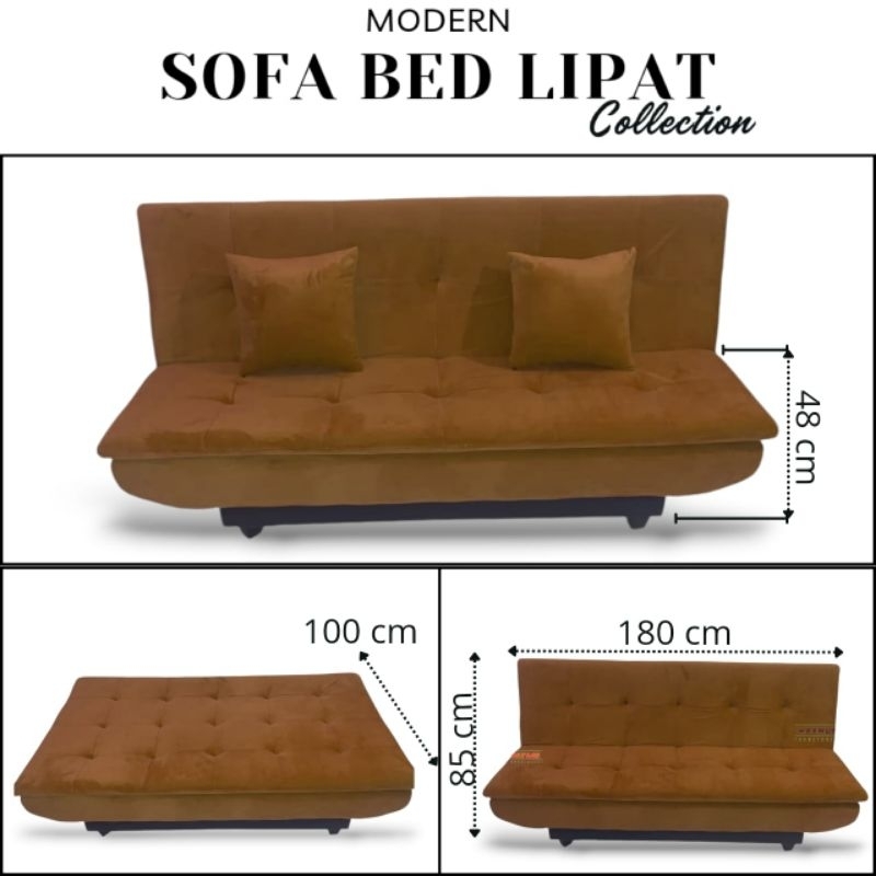 SofaBed Lipat Minimalis Modern Aesthetic Multifungsi 3 in 1 viral / Full Busa Anti Gembos bahan bulu