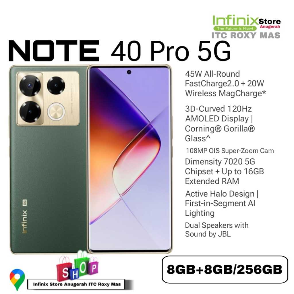 infinix Note 40 Pro 5G 8GB+8GB/256GB Grs Resmi