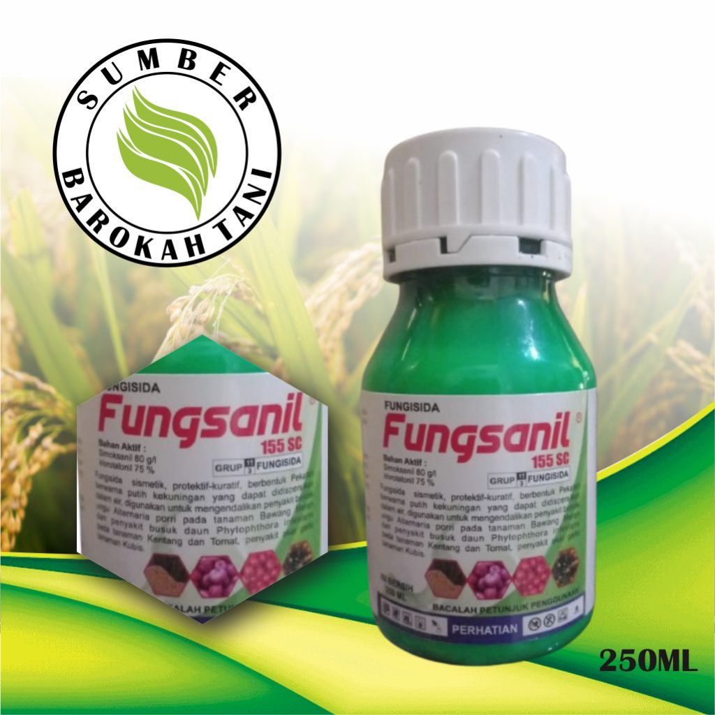 FUNGISIDA FUNGSANIL 155SC 250ML BAHAN AKTIF : SIMOKSANIL 80 G/L KLOROTALONIL 75% PROMO