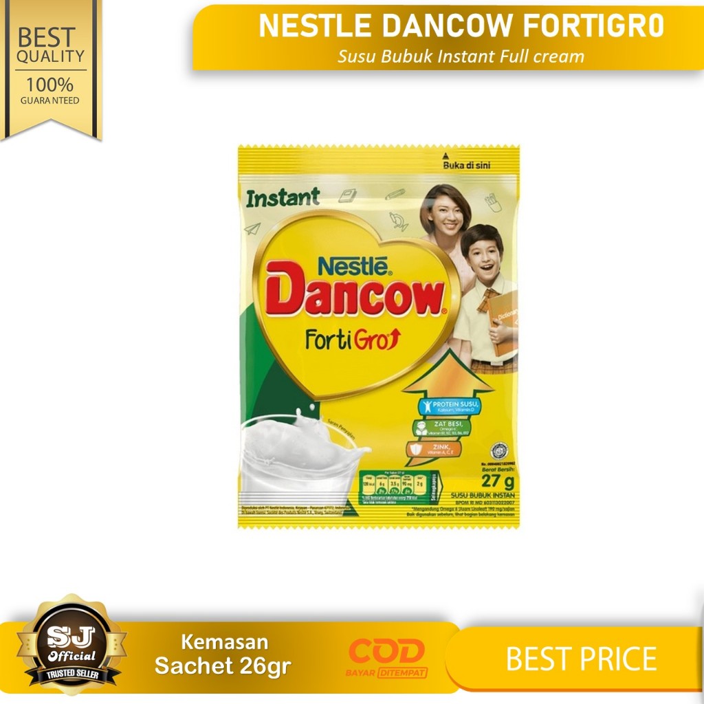 

DANCOW Sachet Fortigro 27Gr Vanilla - Susu Bubuk DANCOW FullCream MURAH