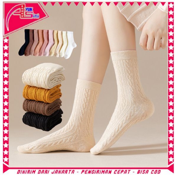 AS Kaos Kaki 6997 Kaos Kaki Panjang Wanita Dewasa Embos Renda Kaos Kaki Wanita Korean Style