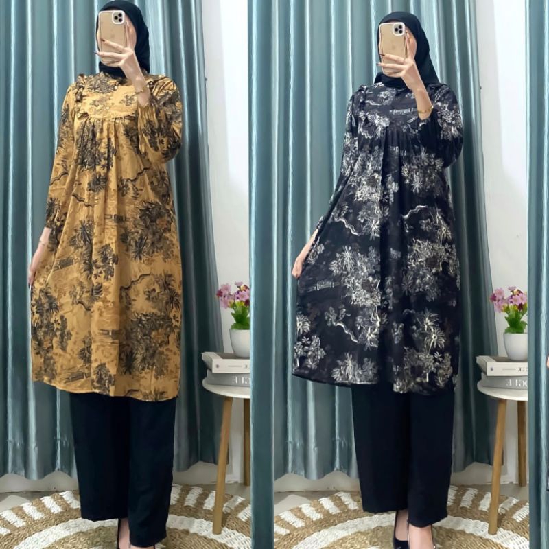 MAVIE TUNIK ONE SET RAYON PREMIUM ONESET JUMBO CELANA CRINKLE AIRFLOW PREMIUM ONE SET BUSUI FRIENDLY