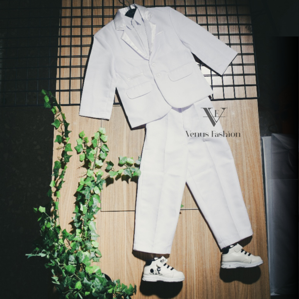 Jas dan Setelan Anak Laki-Laki usia 1-5 Tahun Putih Dasi Kupu-Kupu