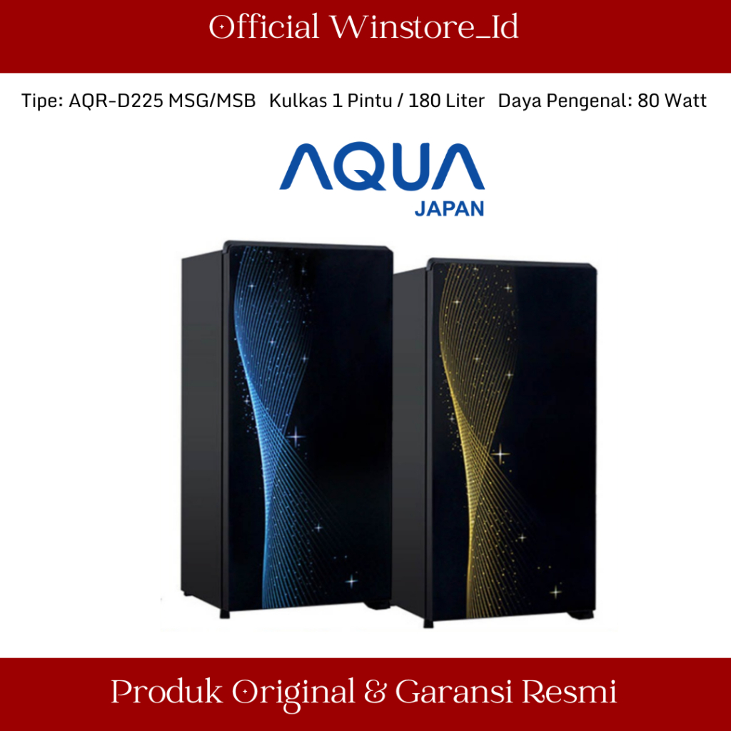 AQUA Kulkas AQRD225 / AQRD 225 / AQR D225 MSB / MSG 1 Pintu 180 Liter
