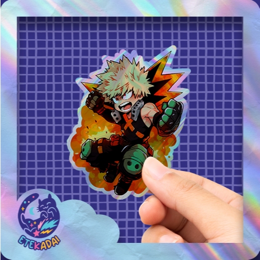 

Stiker Hologram Anime My Hero Academia Katsuki Bakugo 2