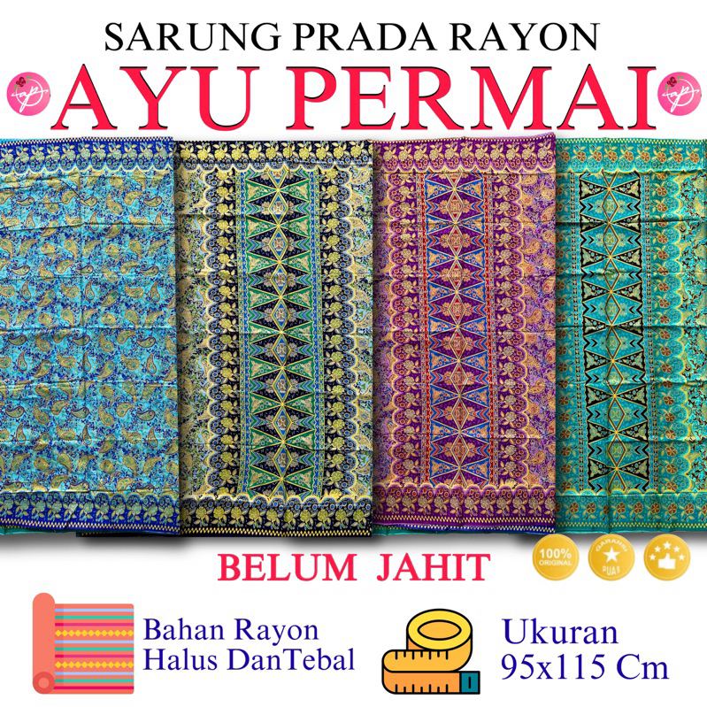 Sarung Batik Prada Ayu Permai Rayon Mas Kain Jarik Panjang Lebar Halus Motif Madura Bunga Murah New