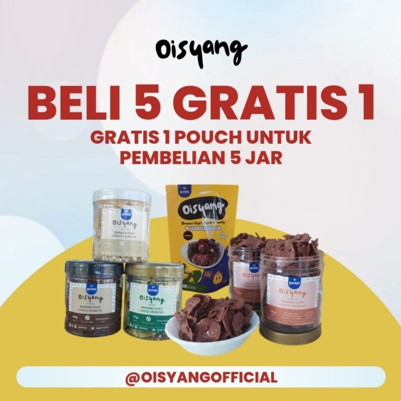

Oisyang Keripik Pisang Cokelat/PAKET 5 JAR GRATIS 1 POUCH